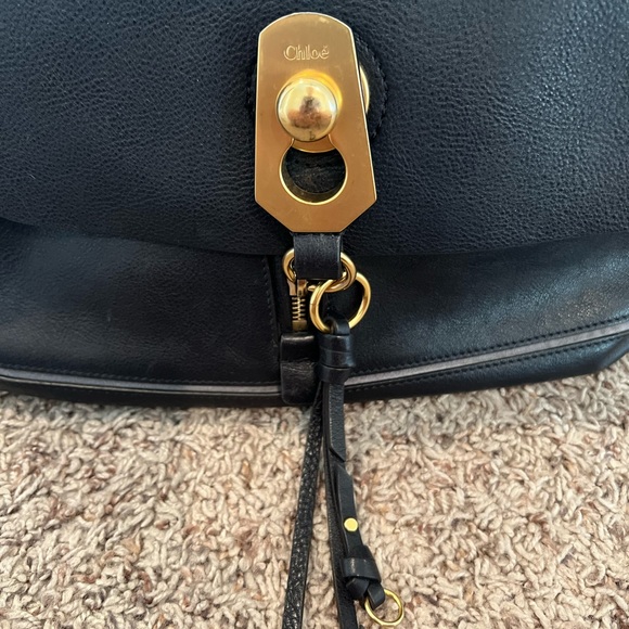 Chloe Owen Leather Shoulder Bag, Full Blue - Picture 3 of 10